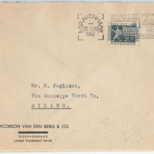 58197 - NETHERLANDS - POSTAL HISTORY: COVER to ITALY - 1952 - NICE POSTMARK