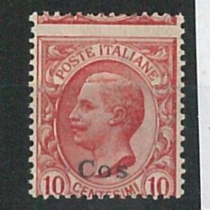66178 - ITALIA COLONIE: COS - Sassone  3 non linguellato- DENTELLATURA SPOSTATA