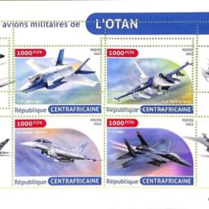 A7267 - CENTRAFRICAINE -  ERROR MISPERF Stamp Sheet - 2022 - Military Aviation