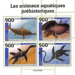 A7312 - CENTRAFRICAINE - ERROR MISPERF Stamp Sheet - 2021 - Prehistoric animals