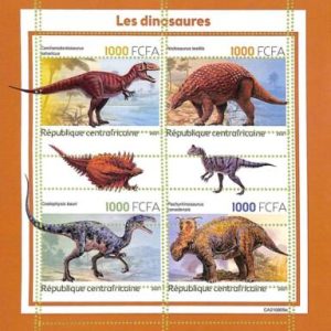 A7303 - CENTRAFRICAINE - ERROR MISPERF Stamp Sheet  2021  Prehistoric DINOSAURS