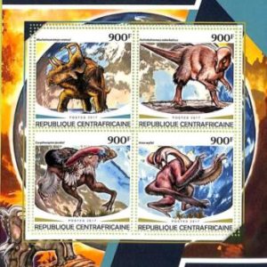 A7305 - CENTRAFRICAINE - ERROR MISPERF Stamp Sheet - 2017-Prehistoric Dinosaur