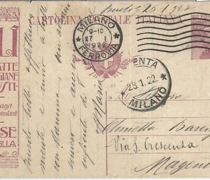 71801 - REGNO - INTERO POSTALE Pubblicitario: Fil.# R4A 37  Olio Oneglia 1922
