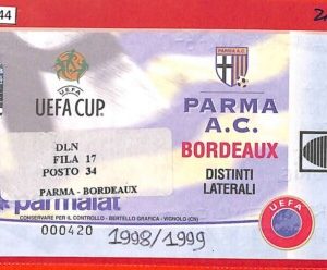 C1344 - Vecchio BIGLIETTO PARTITA CALCIO - 1998 / 1999  PARMA vs BORDEAUX - UEFA