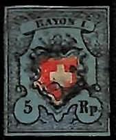 94990gC - SWITZERLAND -  STAMP  - Zumstein # 15 II -  USED - DEFECTIVE