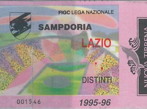 C0285 - Vecchio  BIGLIETTO PARTITA CALCIO - 1995 / 96 : SAMPDORIA - LAZIO