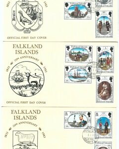 73978 - FALKLAND - set of 3 FDC COVER  1983 - BOATS Royalty LIGHTHOUSE
