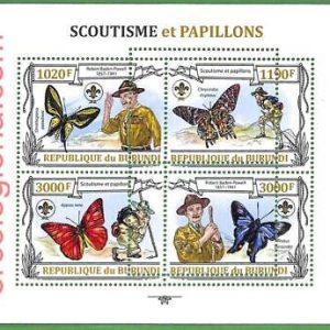 B1234 - BURUNDI - ERROR MISPERF Stamp Sheet - SCOUTS, Butterflies