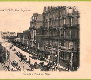 af0279 - ARGENTINA - VINTAGE POSTCARD - Buenos Aires - Avenida y Plaza de Mayo