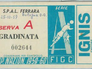C0317 - Vecchio  BIGLIETTO PARTITA CALCIO -1959/1960 : S.P.A.L. - BOLOGNA