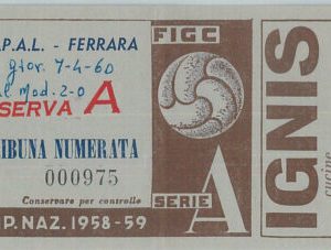 C0338 - Vecchio  BIGLIETTO PARTITA CALCIO - 1958/59  : S.P.A.L. - MODENA