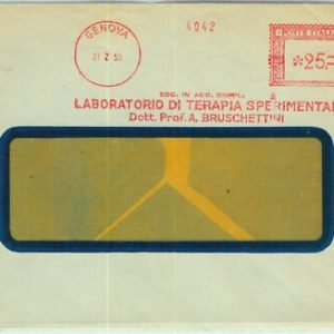 90464 - REPUBBLICA - STORIA POSTALE Annullo ROSSO MECCANICO: BRUSCHETTINI Genova