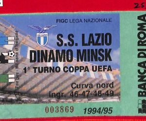 C1135  - Vecchio BIGLIETTO PARTITA CALCIO - 1994-95   LAZIO vs DINAMO MINSK
