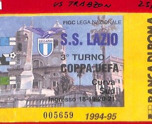 C1145 - Vecchio BIGLIETTO PARTITA CALCIO - 1994-95   LAZIO vs TRABZON