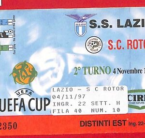 C1149 - Vecchio BIGLIETTO PARTITA CALCIO - 1997   LAZIO vs ROTOR
