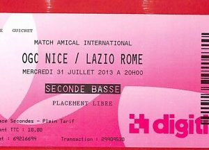C1189- Vecchio BIGLIETTO PARTITA CALCIO - 2013 OGC NICE- LAZIO