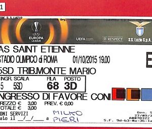 C1191- Vecchio BIGLIETTO PARTITA CALCIO - 2015 LAZIO-AS SAINT ETIENNE