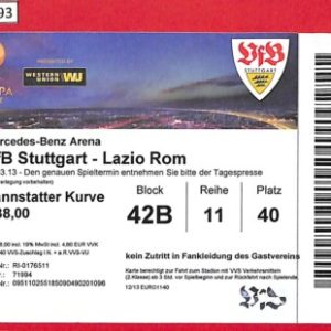 C1193- Vecchio BIGLIETTO PARTITA CALCIO - 2013 VFB STUTTGART-LAZIO