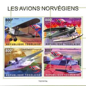 A9721 - TOGO  - ERROR MISPERF Stamp Sheet - 2021 - Norwegian PLANES