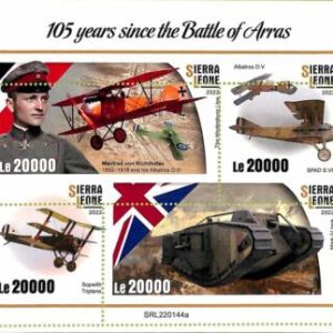 A9410 - SIERRA LEONE -  ERROR MISPERF Stamp Sheet - 2022 - Battle of Arras WAR