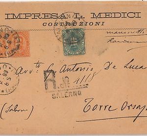 REGNO: UMBERTO I - STORIA POSTALE :  BUSTA tariffa 45 centesimi 1890 MANOSCRITTI