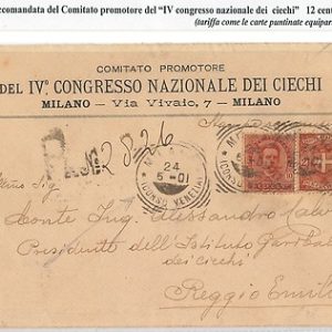 54782 - REGNO: UMBERTO I - STORIA POSTALE :  BUSTA con tariffa 12 centesimi 1901