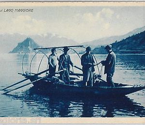55870  -- CARTOLINA d'Epoca - LAGO MAGGIORE:  Pesca sul LAGO