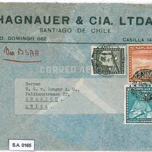 POSTAL HISTORY : CHILE - AIRMAIL COVER to SWITZERLAND 1947 - VIA BSAA