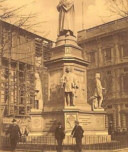 ab1080 - CARTOLINA D'EPOCA - MILANO Città : Monumento a Leonardo da Vinci