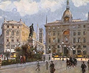 ab1082 - CARTOLINA D'EPOCA - MILANO Città : Piazza Cordusio