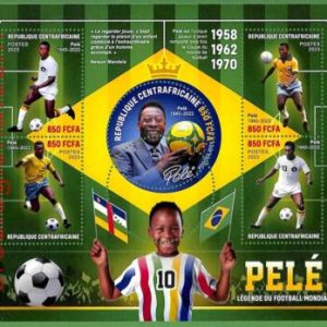 B1265- Centrafricaine - ERROR MISPERF Stamp Sheet - 2023 - Football, PELE