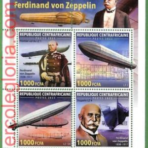 B1281 - Centrafricaine - ERROR MISPERF Stamp Sheet - 2023 - Ferdinand Zeppelin