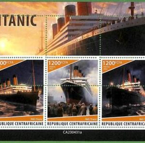 B1318 - Centrafricaine - ERROR MISPERF Stamp Sheet - 2023 - Titanic, Transport
