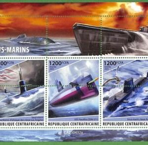 B1317 - Centrafricaine - ERROR MISPERF Stamp Sheet - 2023- Submarines, Transport