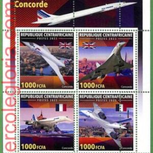 B1319 - Centrafricaine - ERROR MISPERF Stamp Sheet - 2023 - Concorde, Transport