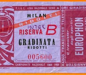 C1870 Vecchio BIGLIETTO PARTITA CALCIO -  1968-69 MILAN VS INTER