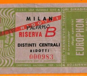 C1871 Vecchio BIGLIETTO PARTITA CALCIO -  1969-70 MILAN VS  PALERMO