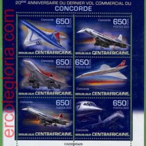 B1306 - Centrafricaine - ERROR MISPERF Stamp Sheet - 2023 - Transport, Concorde