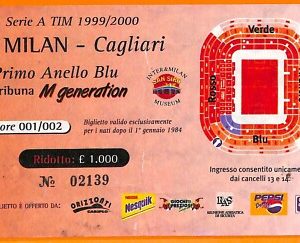C2030Vecchio BIGLIETTO PARTITA CALCIO -  1999-2000 MILAN VS CAGLIARI