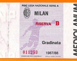 C1994 Vecchio BIGLIETTO PARTITA CALCIO -  1987-88 MILAN VS BARI
