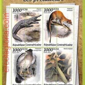 B0020 -CENTRAFRICAINE - ERROR MISPERF Stamp Sheet - 2022  ANIMALS mantis  EAGLE