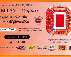 C2032 Vecchio BIGLIETTO PARTITA CALCIO -  1999-2000 MILAN VS CAGLIARI