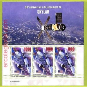 B0137 - CENTRAFRICAINE - ERROR MISPERF Stamp Sheet - 2023 -SPACE Skylab
