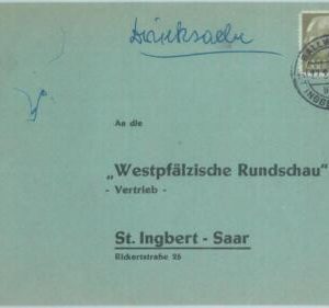 89347 - GERMANY Saar  - POSTAL HISTORY -  COVER  1959