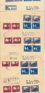 World War II victory on 5 FDC covers: SOUTH AFRICA, SWA, SWAZILAND, BECHUANALAD