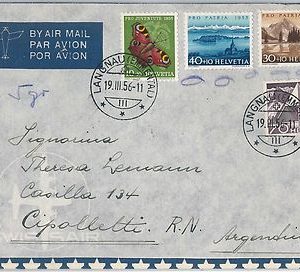 BUTTERFLIES Insects - SWITZERLAND -  POSTAL HISTORY -  COVER Pro Juventute 1956
