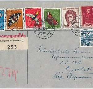 BUTTERFLIES Insects - SWITZERLAND -  POSTAL HISTORY -  COVER Pro Juventute 1955