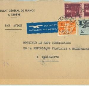 66918 - SWITZERLAND - Postal History - COVER from FRENCH CONSULATE to MADAGASCAR