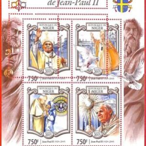 A4354 - NIGER -ERROR MISPERF Miniature s: 2015 Pope Jean Paul II, Mother Theresa