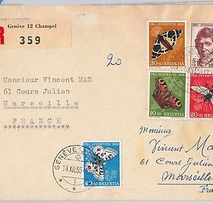 BUTTERFLIES Insects - SWITZERLAND -  POSTAL HISTORY -  COVER Pro Juventute 1955